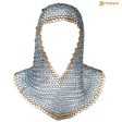 Medieval Knight Chainmail Coif with Brass Edges - Large Online Sale