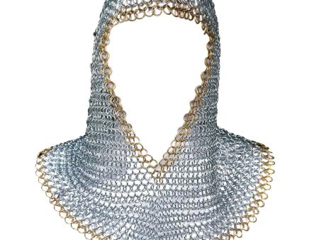 Medieval Knight Chainmail Coif with Brass Edges - Large Online Sale