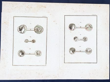 1802 J B Lechevalier Antique Print Ancient Greek Coins - Diana, Algos, Apollo For Sale