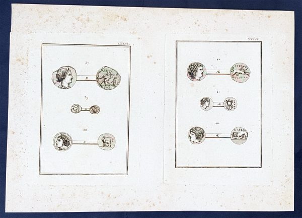 1802 J B Lechevalier Antique Print Ancient Greek Coins - Diana, Algos, Apollo For Sale