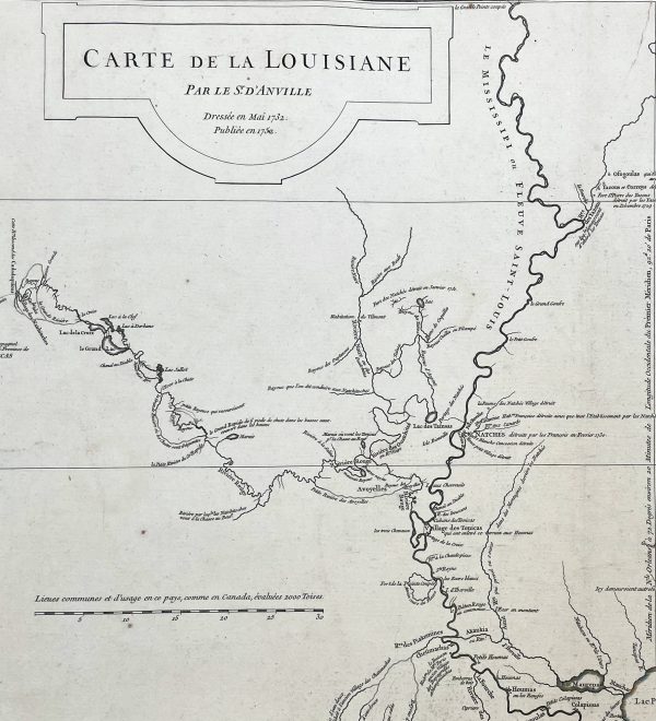 1752 D Anville Large Antique Map of Louisiana, New Orleans, Gulf Coast, America Sale