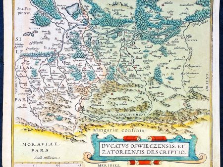 1574 Ortelius Antique Map of Oswięcim & Zator Regions Southern Poland Carpathian For Discount