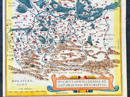 1574 Ortelius Antique Map of Oswięcim & Zator Regions Southern Poland Carpathian Sale