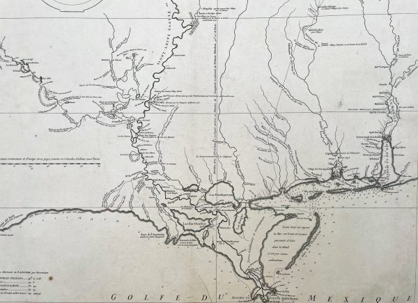 1752 D Anville Large Antique Map of Louisiana, New Orleans, Gulf Coast, America Sale