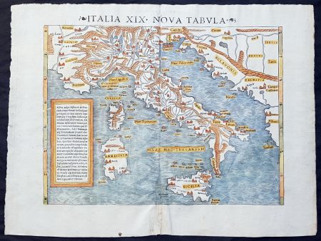 1545 Sebastian Munster Original Antique Map of Italy, Sicily, Corsica & Sardinia - Rare Online