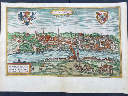 1574 Braun & Hogenberg Antique Map View of Gorlitz-Zgorzelec, Germany & Poland Fashion