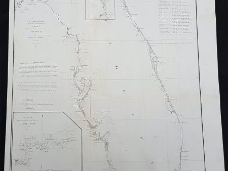 1856 A D Bache Large Rare Antique Map of Florida - US Coast Survey Online Sale