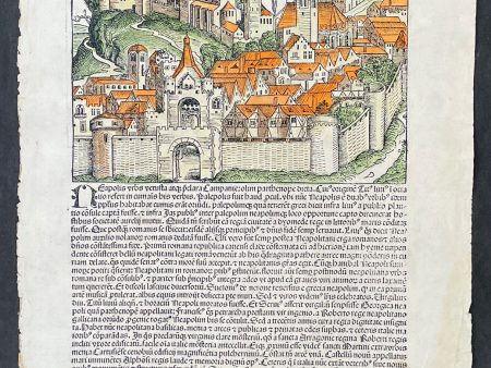 1493 Hartmann Schedel Antique Print View of Naples Italy & The Lineage of Christ Cheap