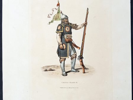 1814 William Alexander Antique Print of a Chinese Soldier with Matchlock Rifle Hot on Sale