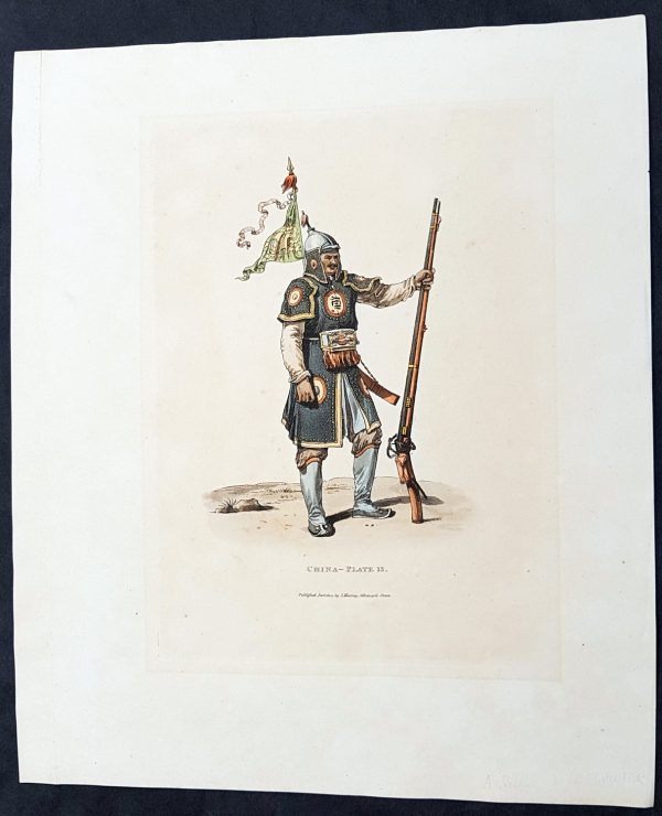 1814 William Alexander Antique Print of a Chinese Soldier with Matchlock Rifle Hot on Sale