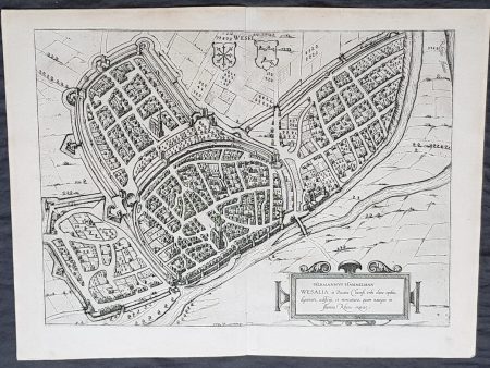 1574 Braun & Hogenberg Antique Map View of Wesel North Rhine-Westphalia, Germany Sale