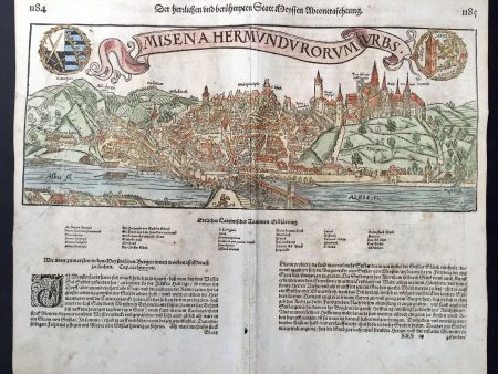 1558 Munster, Hiob Magdeburg Antique Print of Meissen & Dresden Saxonia Germany Discount