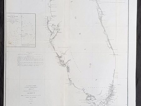 1854 A D Bache Large Rare Antique Map of Florida - US Coast Survey For Cheap