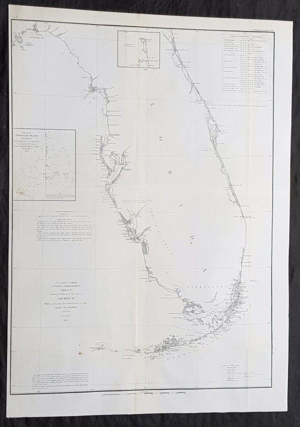 1854 A D Bache Large Rare Antique Map of Florida - US Coast Survey For Cheap