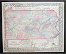 1870 Samuel Augustus Mitchell County Antique Map of the State of Pennsylvania Online Hot Sale