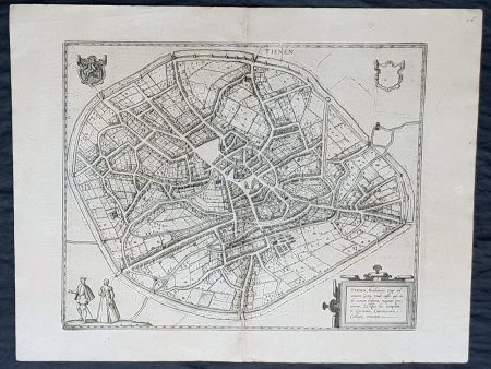 1574 Braun & Hogenberg Antique Map City View of Tienen, Flemish Brabant, Belgium For Discount