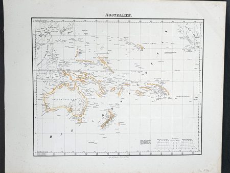 1854 Handtke & Flemming Antique Map of Australia, New Zealand, Pacific Discount