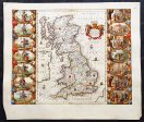 1646 Jan Jansson Antique Heptarchy Map of Great Britain & Ireland - Christianity in England For Cheap