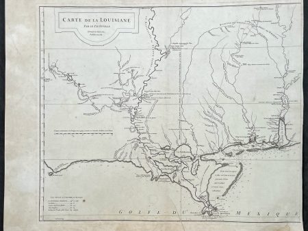 1752 D Anville Large Antique Map of Louisiana, New Orleans, Gulf Coast, America Sale