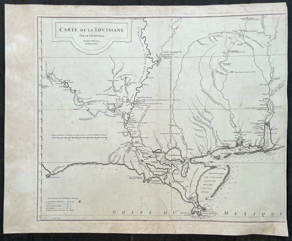 1752 D Anville Large Antique Map of Louisiana, New Orleans, Gulf Coast, America Sale