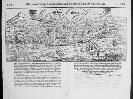 1574 Munster Large Antique Print - View of The German City of Landau, Bavaria For Discount