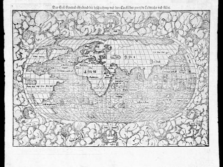 1550 Munster Rare Antique World Map - early depiction of America, Post Columbus on Sale