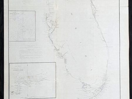 1855 A D Bache Large Rare Antique Map of Florida - US Coast Survey For Discount