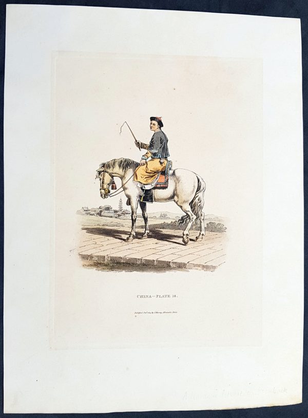 1814 William Alexander Antique Print of Chinese Mandarin Servant on Horseback For Cheap