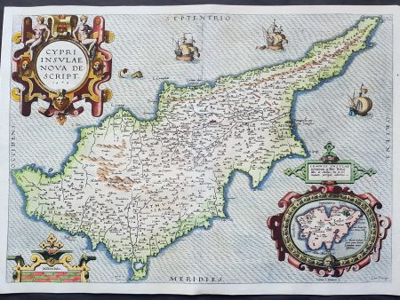 1573 Abraham Ortelius Original Antique 1st Edition Map of The Island of Cyprus Supply